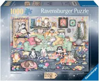 Puzzle Ravensburger din 1000 piese - Crazy Cats: Distrugătorii de Crăciun