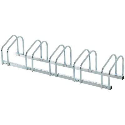 HOMCOM Suport de parcare pentru biciclete pentru 5 biciclete din otel, 145 × 33 × 27 cm, argintiu | Aosom Romania