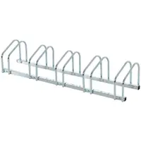 HOMCOM Suport de parcare pentru biciclete pentru 5 biciclete din otel, 145 × 33 × 27 cm, argintiu | Aosom Romania