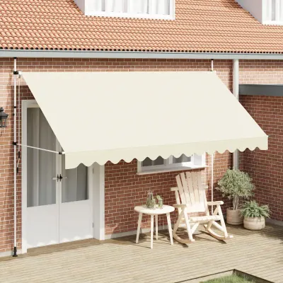 vidaXL Copertină retractabilă manual, crem, 400 cm
