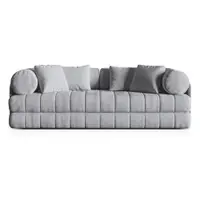Canapea gri deschis extensibilă cu tapițerie din țesătură bouclé 206 cm Kemi – Cosmopolitan Design