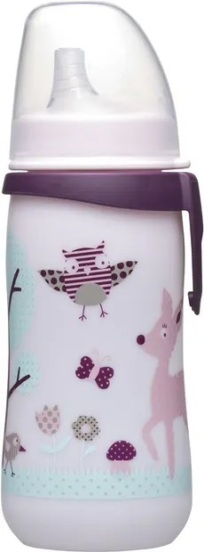 Biberon cu vârf dur NIP - First Cup, 330 ml, roz