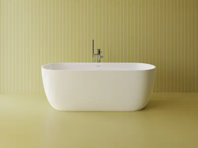Cada freestanding ovala, compozit alb mat, interior lucios, 170x80x59.5 cm, Foglia Sophia