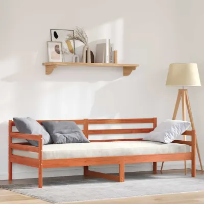 vidaXL Pat de zi cu headboard Maroniu cerat Lemn de pin masiv
