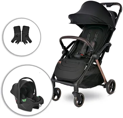 Cărucior de vară cu pliere automată 2 în 1 Lorelli - Loret, Black Jasper