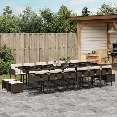 Gossi set mobilier de gradina cu perne, 17 piese, maro, poliratan