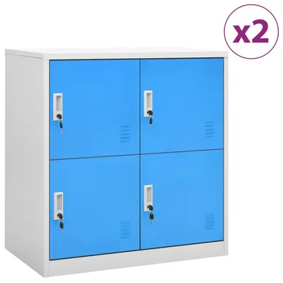 vidaXL Dulapuri vestiar 2 buc. gri deschis/albastru 90x45x92,5 cm oțel