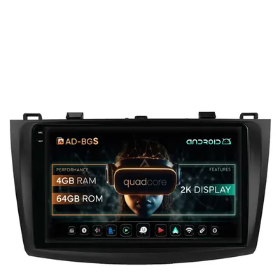 Navigatie 2K Mazda 3 (2009-2013), Android, S-Quadcore 4GB RAM + 64GB ROM, 9.5 Inch - AD-BGS90042K+AD-BGRKIT320