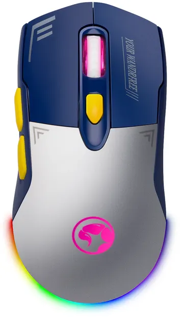 Mouse gaming Marvo - Duke 55 White G803W WB, optic, wireless, alb/albastru