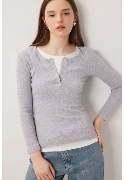 Bluza dama - Happiness Istanbul - Gri ardezie - Slim