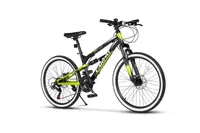 Bicicletă MTB cu suspensie integrala X6 21v Negru/Verde