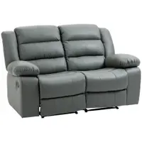 HOMCOM Canapea 2 Locuri Confortabilă, Reclinabilă 135°, Tapitată, cu Spătar Despicat și Suport Picior, Gri | Aosom Romania