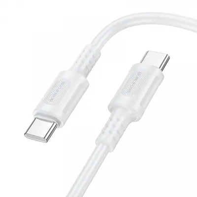 Cablu Date si Incarcare USB-C - USB-C Borofone BX111 Feliz, 60W, 1m, Alb