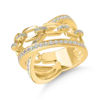 Inel geometric din aur galben cu diamante de 0.7ct