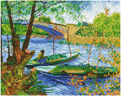 Tablou cu diamante - Primăvara la pescuit (Van Gogh), 40 x 50 cm
