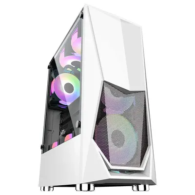 Carcasa 1stPLAYER Gaming DK-3, RGB, Mid-Tower, fara sursa, fara coolere, culoare alba