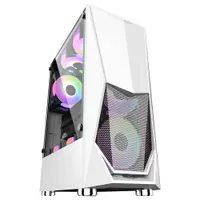 Carcasa 1stPLAYER Gaming DK-3, RGB, Mid-Tower, fara sursa, fara coolere, culoare alba