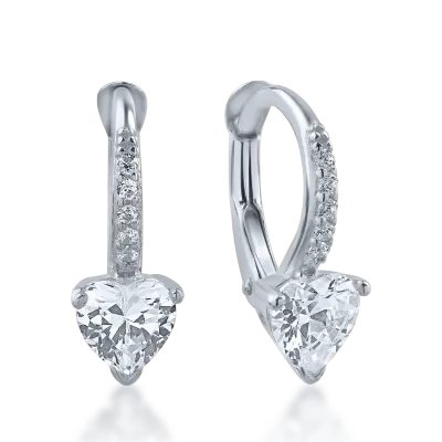 Cercei on-ear din aur alb cu zirconia