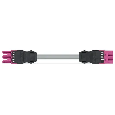 pre-assembled interconnecting cable; B2ca; Socket/plug; 3-pole; Cod. B; 4m; 1,00 mm²; pink