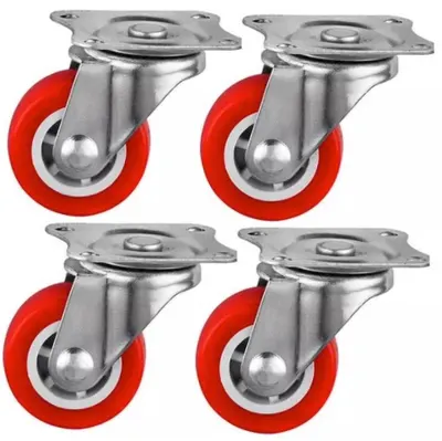 Set 4 Roti MEDII 50mm Pivotante Rosii ROTILE