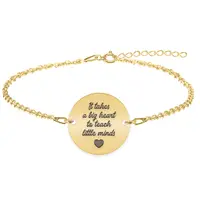 Graduatio - Bratara personalizata profesoara/invatatoare din argint 925 placat cu aur galben 24K