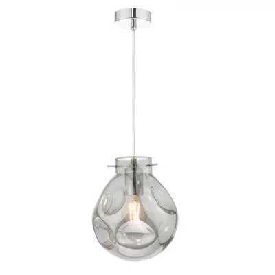 Lampa suspendata Quinn Pendant Polished Chrome & Smoked Glass