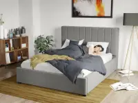Pat Tapitat Adam cu somiera fixa Gri - Falcone 21 140x200