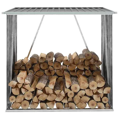vidaXL Șopron depozitare lemne, oțel galvanizat, 163x83x154 cm, gri