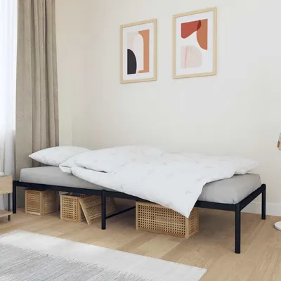 vidaXL Cadru pat metalic, negru, 90x200 cm