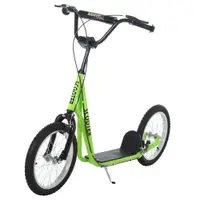 HOMCOM Trotineta copii Scooter Tretroller Cityroller Kickscooter cu înălțime reglabilă Kickboard cu anvelope gonflabile și frână de mână Trotineta copii Pliabilă de la 5 ani 16 inch Verde 139 x 58 x 90-96 cm | Aosom Romania