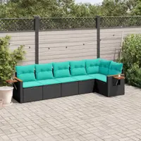 Gossi set canapele de gradina cu perne, 6 piese, negru, poliratan