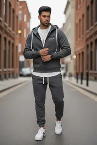 Trening barbati slim fit gri, Pantaloni + hanorac 166 5-2.2
