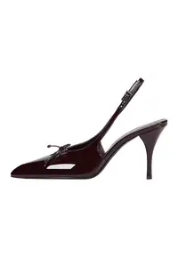 Pantofi slingback din piele cu funde - Maro cognac