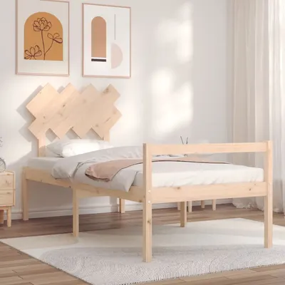 vidaXL Cadru de pat senior cu tăblie single, lemn masiv