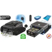 Pachet complet piscina: Robot curatare iHunt BRO Robo Pool SUPREME 110W + iHunt BRO Robo Skimmer Solar pentru Linia Apa Piscina