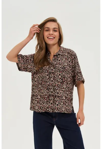 Camasa cu animal print - Negru