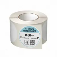 Rola etichete autoadezive semilucioase, rotunde, diametru 80 mm, adeziv permanent, 500 etichete rola