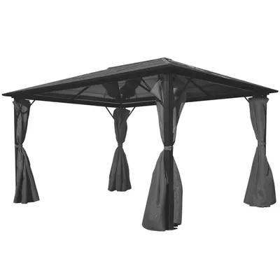 vidaXL Pavilion cu perdea, antracit, 400 x 300 cm, aluminiu