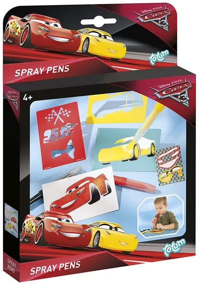 Set creatie Totum Cars 3 - Decoreaza singur, Pix cu spray