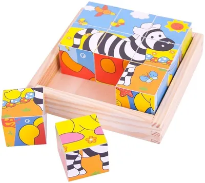 Cubulete din lemn Bigjigs - Safari