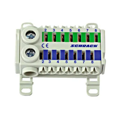 Clemă cu conex. rapidă, albastru/verde,1 x 25 mm², 7 x 6 mm²