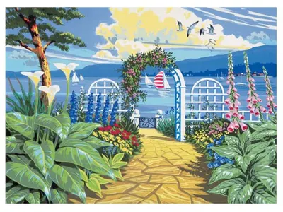 Set de pictură cu vopsele acrilice Royal - Cale spre mare, 39 x 30 cm
