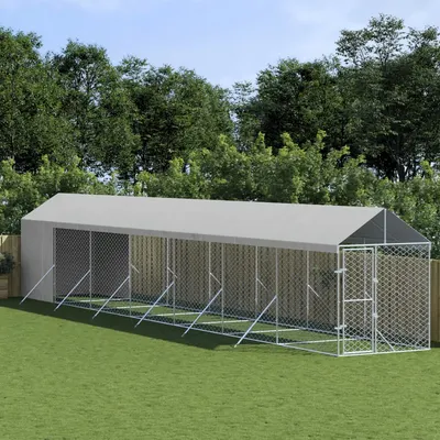 Gossi padoc exterior cu acoperis argintiu 2x14x2,5 m otel galvanizat