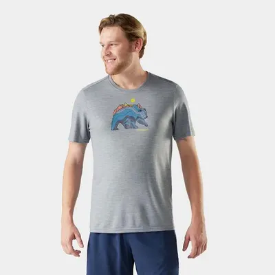 Tricou Merino sport Smartwool Bear Strata Active - gri deschis Light Gray Heath…