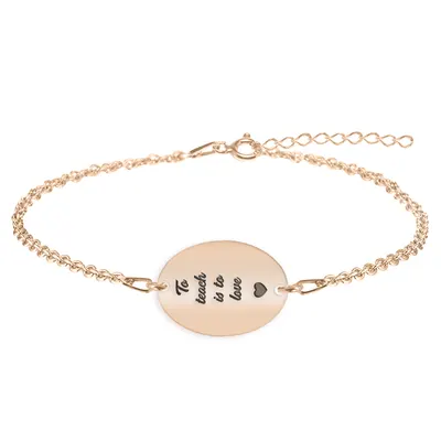 Master - Bratara personalizata absolvire "To teach is to love" din argint 925 placat cu aur roz