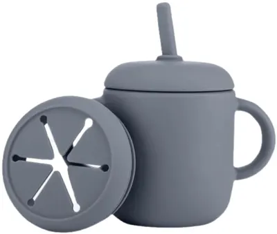 Cană din silicon 2 în 1 Reer - 180 ml, gri