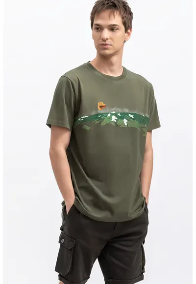 Tricou unisex cu imprimeu - Verde inchis