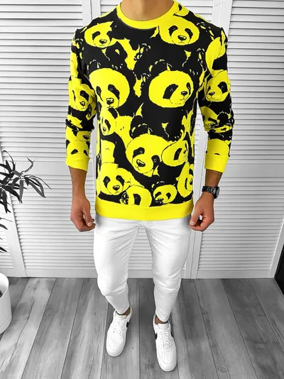 Bluza barbati slim fit galbena K294 N3-5