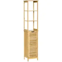 Kleankin Turn Mobilier Baie, Spațiu Depozitare Vertical, Lemn, 34x30x173cm, Design Compact | Aosom Romania