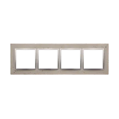 Rama cvadrupla, beton deschis/silver mat metalic